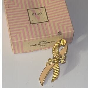 Avon Pink Ribbon Vintage Lapel Pin Tie Tack Brooch - Cancer Cause Awareness Pin